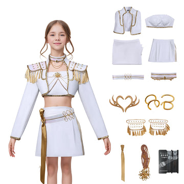 Ready To Ship Kpop Demon Hunters Mira Costume Kids White Stage Dance Outfit Halloween BEcostume